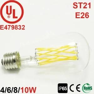 100 Watt Equivalent, cUL/UL Listed 10W Long Filament Light Bulb, St21/E26 St64 LED Filament Bulb