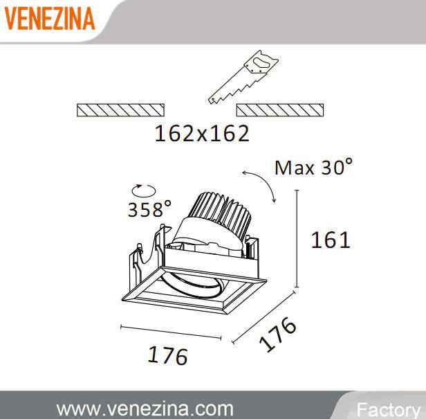 Venezina Lighting Anti-Glare LED Downlights Recessed Spotlight IP20 COB LED Adjustable LED Down Light