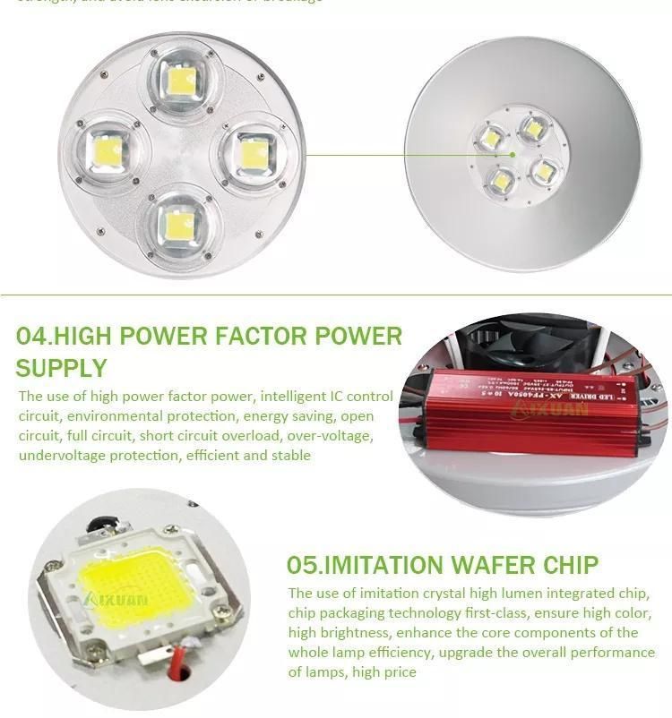 Aluminum 50W 80W 100W 120W 150W 200W 300W 400W Isolated Wide Voltage Waterproof Driver COB Lamp LED High Bay Light Color Temperature 3000/4000/6000K