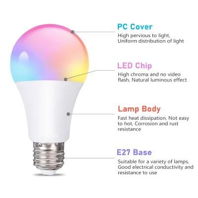 RGB Dimmable 9W Smart A60 Bulb Via APP Control