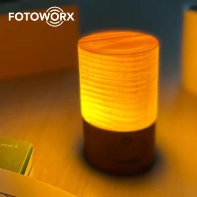 Fotoworx Genuine Wood Night Light Touch Sensor LED Bedside Lamp Light