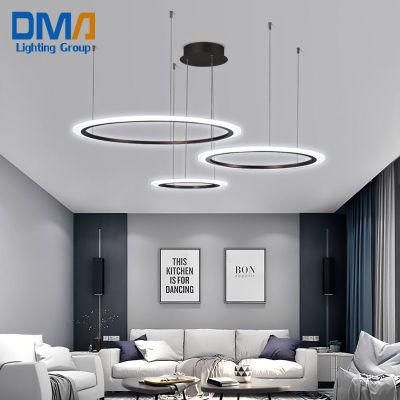 Modern Decoration Circle LED Dimmable Chandelier Pendant Lights Hanging Adjustable Indoor Light