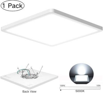Simva LED Ceiling Light Fixture, Dimmable, Square, Surface Mounted Aluminum Round 18 Watt LED Panel Light