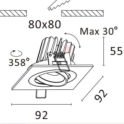 Square Shape in Pure Aluminum Adjustable COB LED Spotlight