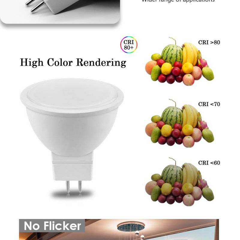 LED Spotlight MR16 3W/5W/6W/7W 12V Gu5, 3 Base Aluminum Plastic LED Bulb Lamp for Indoor Lighting