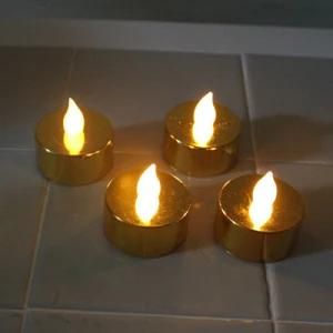 Golden Glitter LED Tea Light Set of 4 Battery Operated