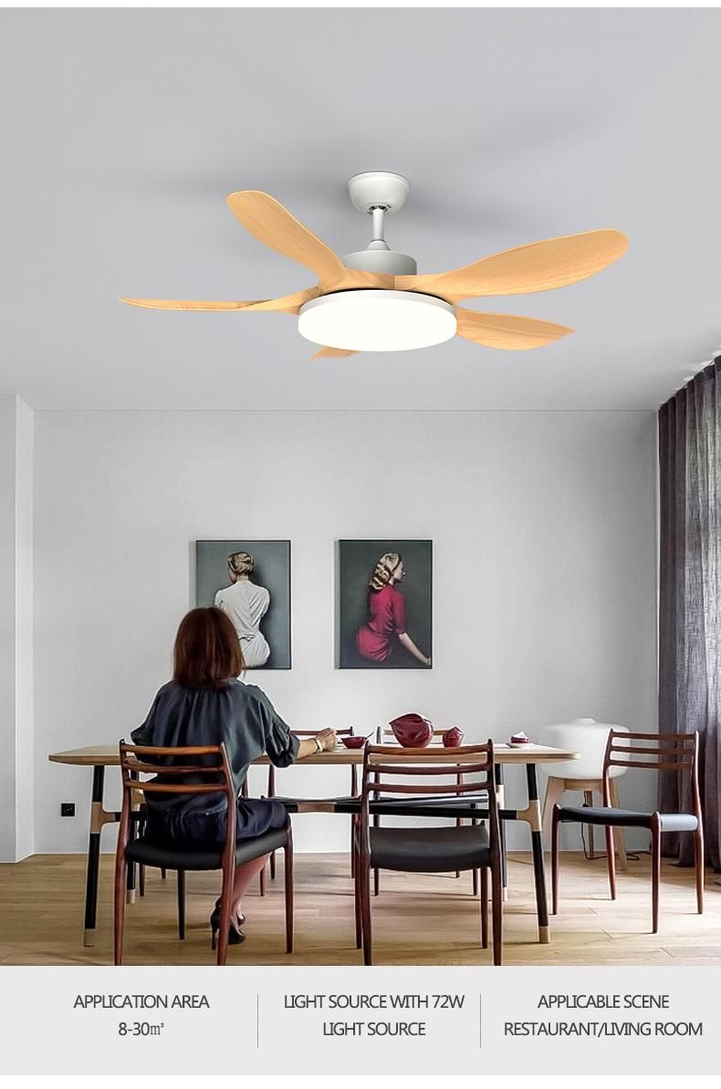 Ceiling Fan 52 Inch Modern Decoration Living Room 3 Wood Blades LED Ceiling Fan Light