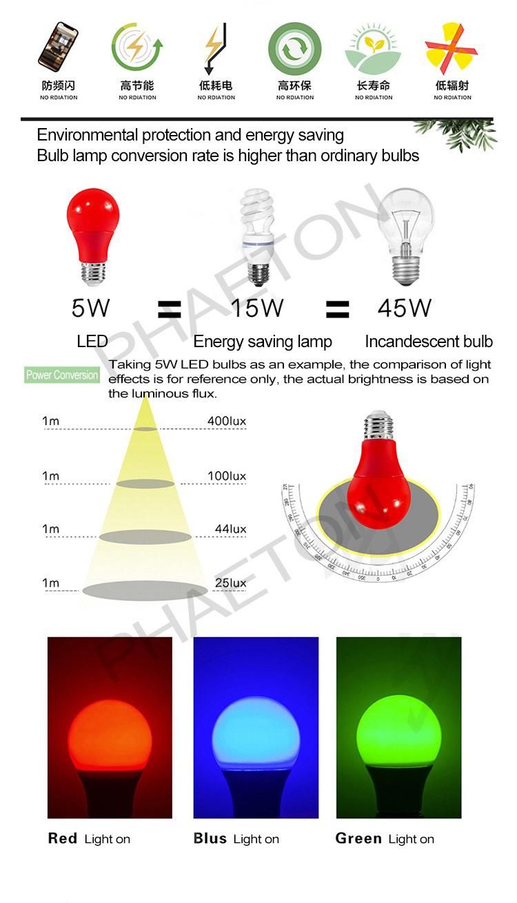 A50 A60 A19 3W SMD Plastic PBT LED Color Bulb