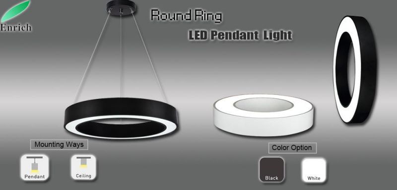 Suspending Round Shape Pendant LED Lighting with Black/White Shell Colors