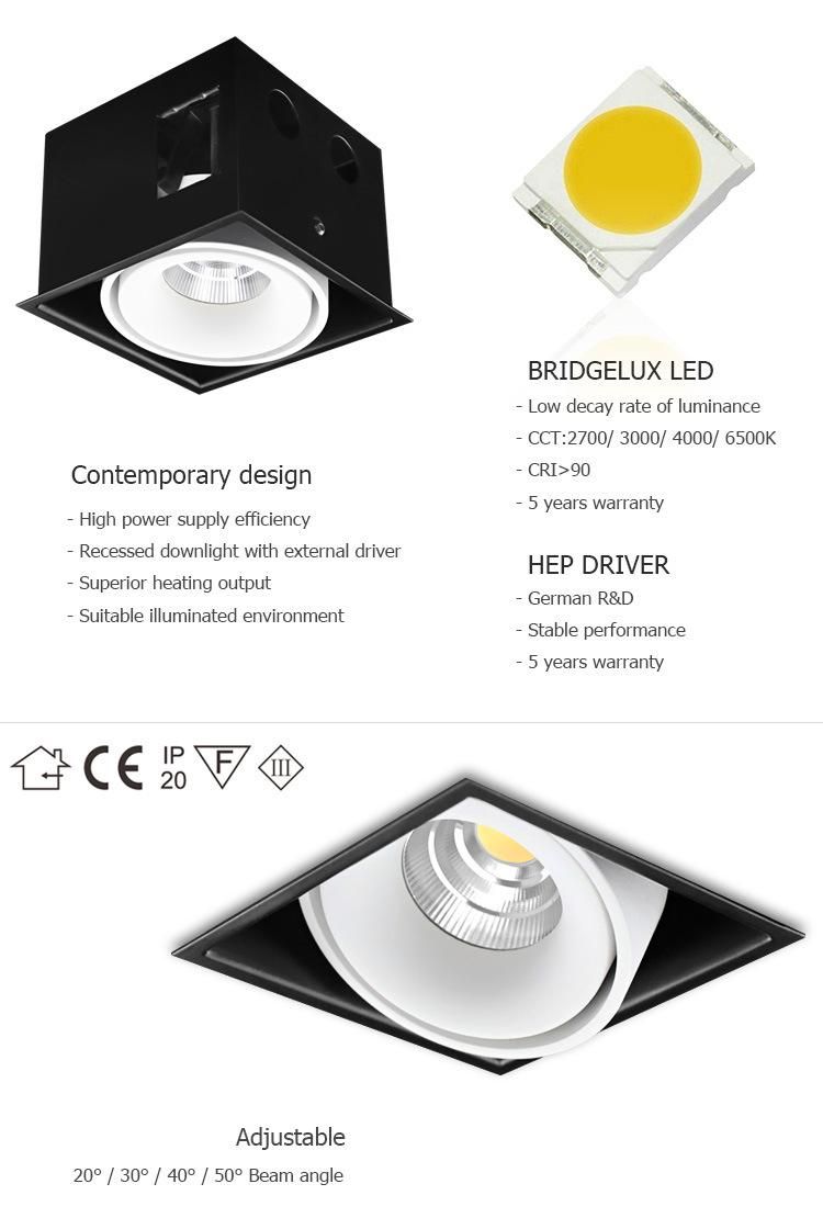 2X15W with CE Certificate Die Casting Aluminum High Quality LED Recessed Round Downlight