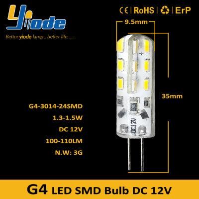 Bi Pin G4 LED Bulb 3014 DC 12V 24LED Crystal Chandelier Bulb with CE RoHS