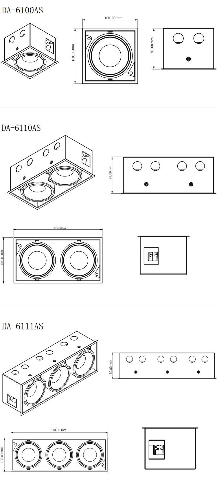 5years Warranty Factory Price 3X15W 3000K CRI 90 LED Recessed Spot Light Downlight