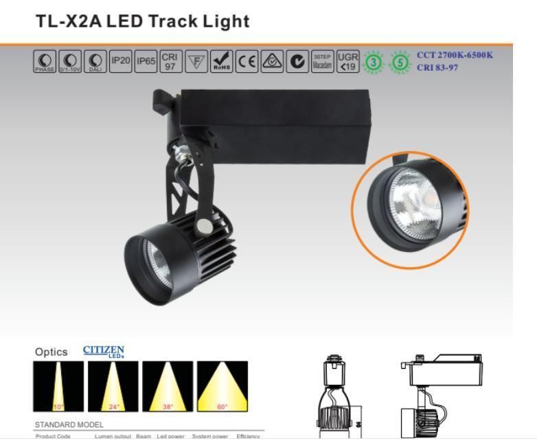 Ceiling Adjustable Spot Zoomable Narrow Beam 15 to 60 Degree Track Light LED Track Lights 9W