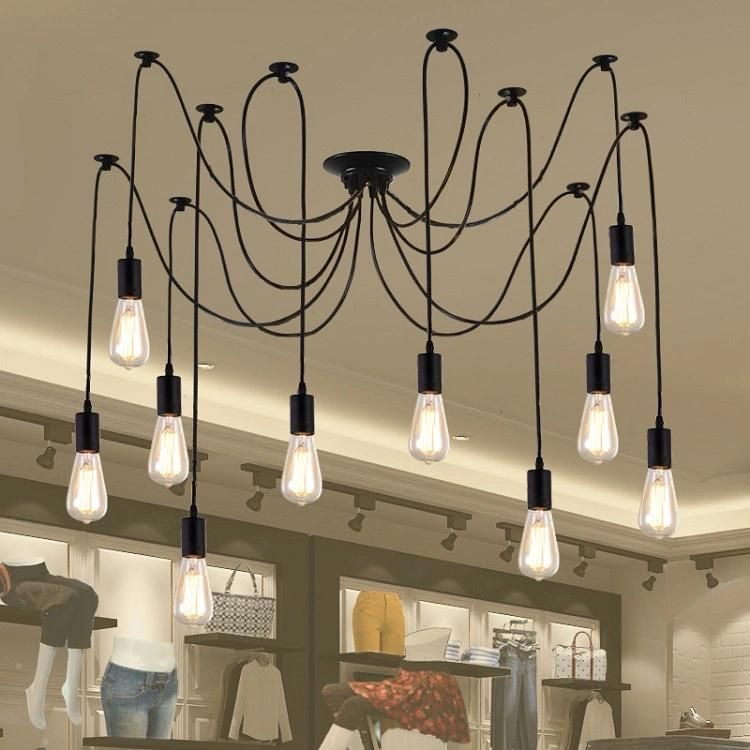 Wholesale Price 8 Arms Rustic Modern Retro Adjustable DIY Ceiling Spider Chandelier Lamp Pendant Light