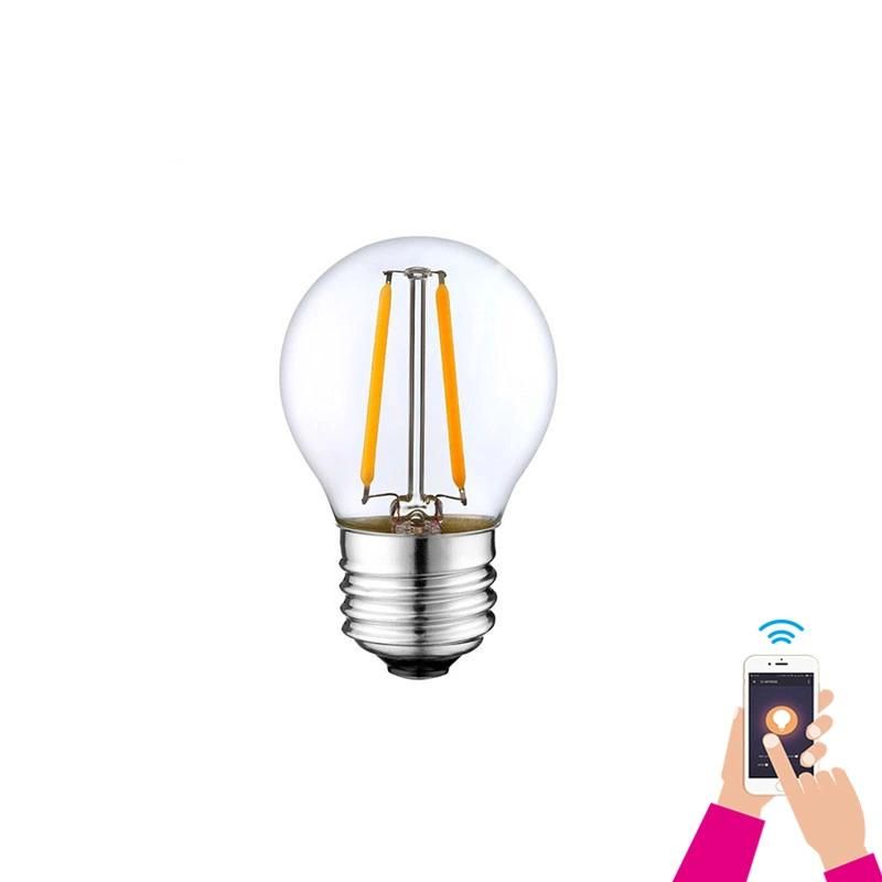 WiFi Control LED Vintage Filament Bulbs G45 LED Bulb Dimmable LED Globe Lamp E14 E27 Base LED Light 2W LED Bulb with Ce RoHS