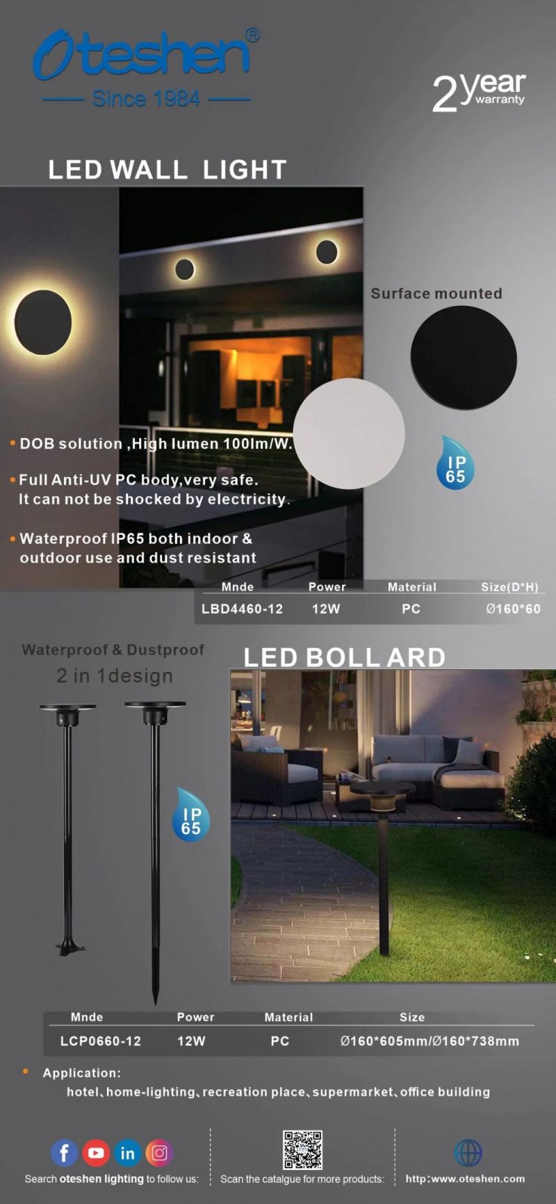 Outdoor LED Lamp for Wall IP65 Waterproof Round Shape Surface Mounted Wall Light 12W Indoor LED