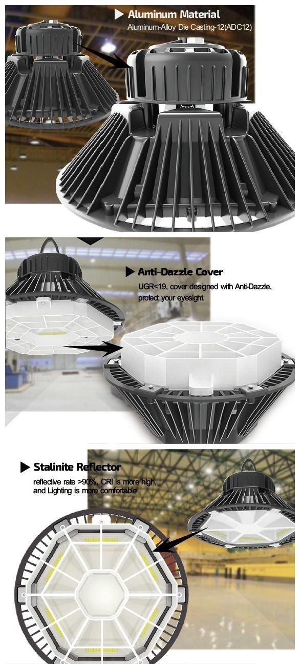 200W 34000lm Dimmable Warehouse Industrial UFO LED High Bay Light Church Hang Light