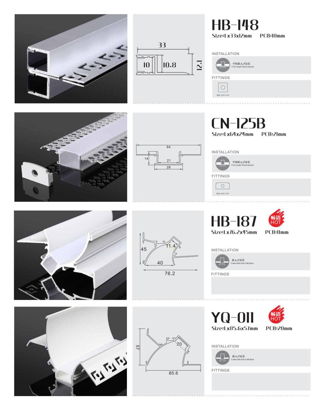 12V 24V Corridor Facade Groove Cove Cabinet Rigid Aluminum Profile LED Strip Light