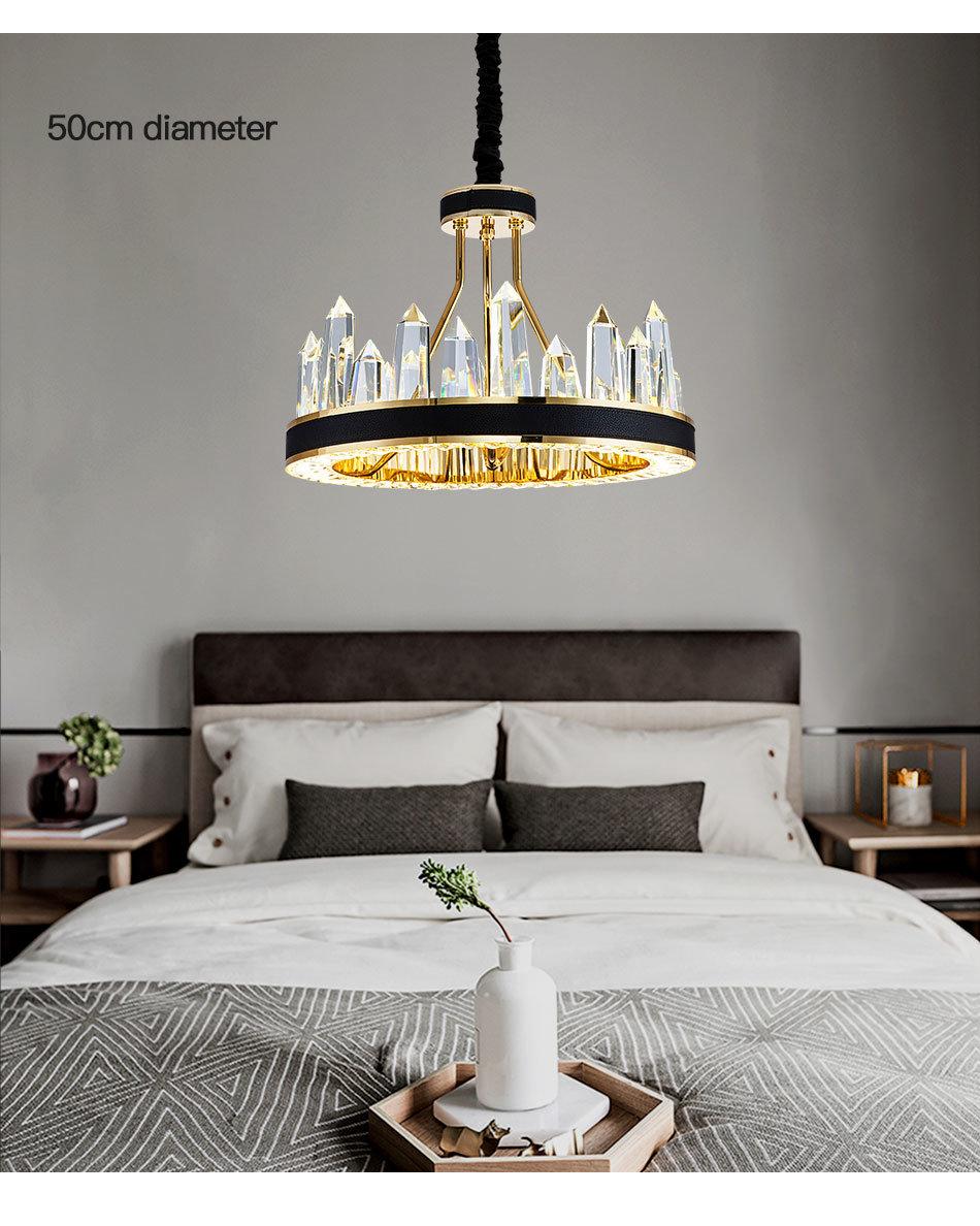 Modern Hanging Lighting Luxury Circle Rings Pendant Light Ceiling Gold LED Crystal Chandelier