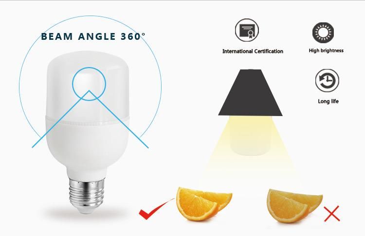 High Power T Shape 38W 48W 58W 68W LED Column Bulb E27 Lamp with PC Aluminum