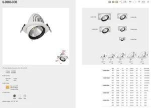 COB Wall Washer Hotel High Display 20W LED Spotlight Embedded Deep Tube Zoom Downlight LED Downlight