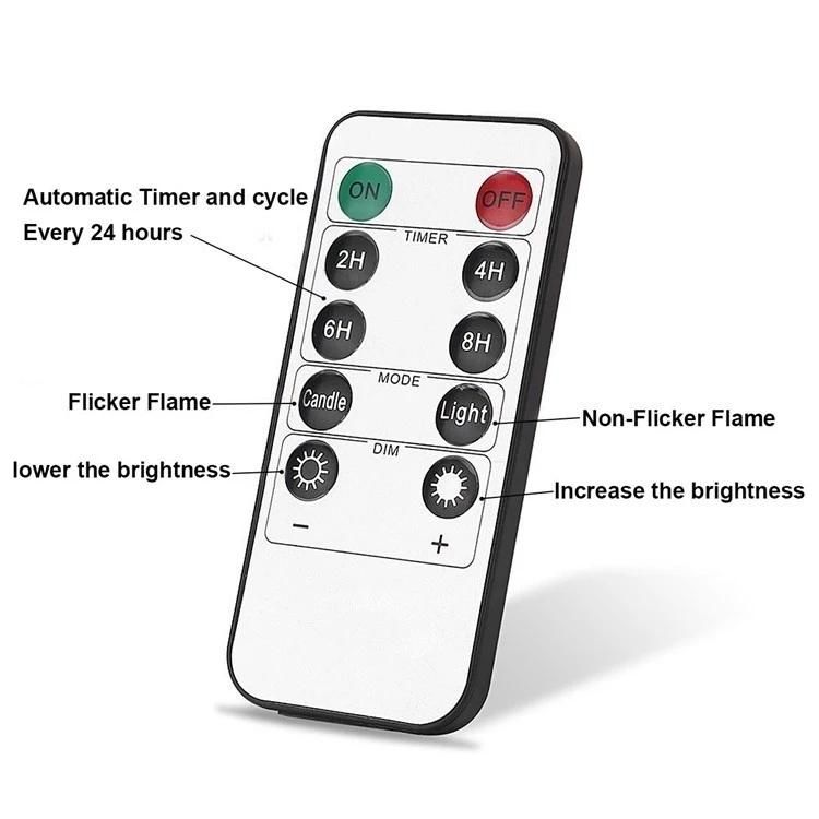 Household Set of 3 Ivory White LED Flameless Candles with 10-Key Remote Control