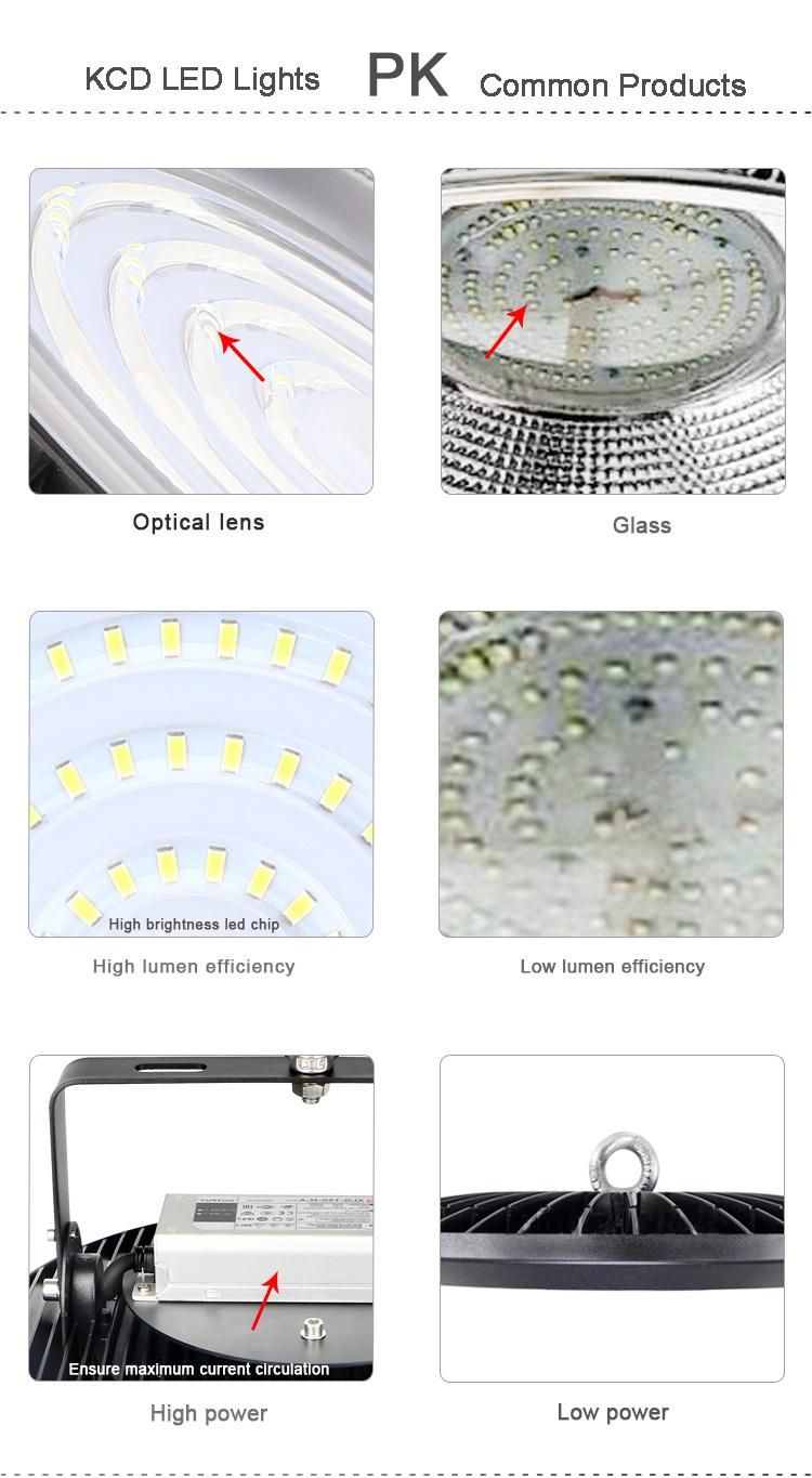 Adjustable Linear High Bay Light UFO Explosion Proof Warehouse Glass Type Industrial Lighting 100W 150W 200W LED Highbay Light Slim Commercial