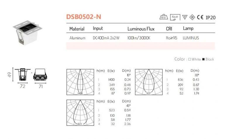 Aluminium Recessed Linear Lamp Housing LED Downlight