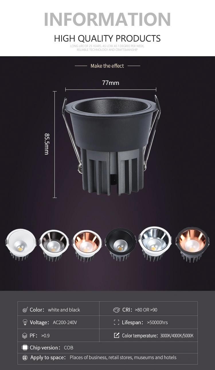 Private Module LED Downlight Recessed 5W with 6 Types Color Anti-Glare