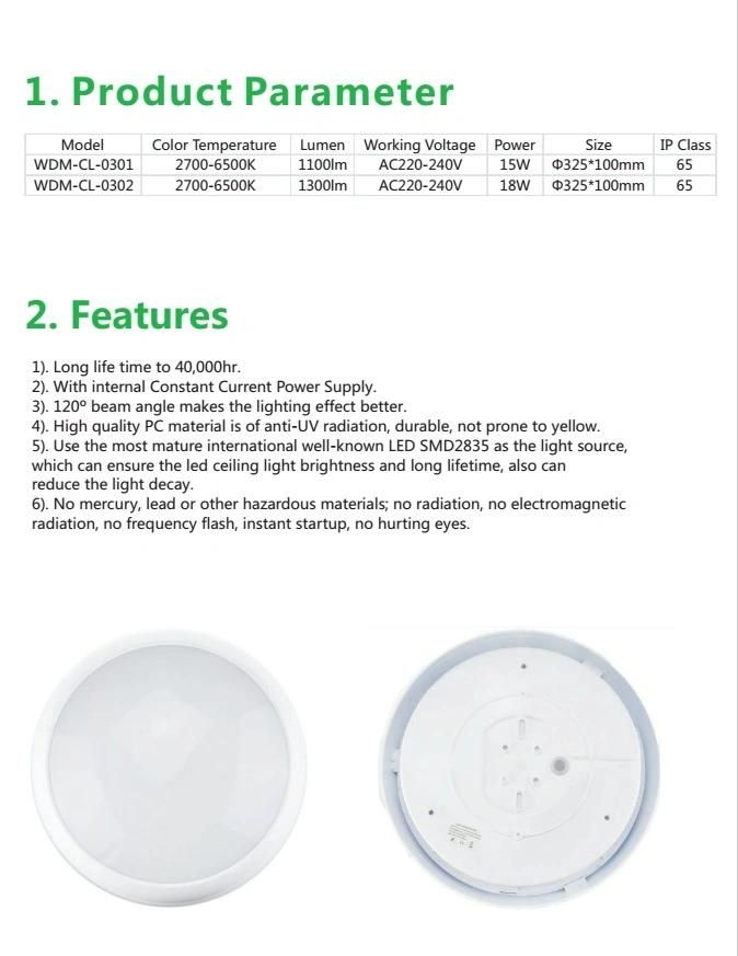 Round LED Waterproof Ceiling Light Wall Light Bulkhead Light IP66 with CE CB Certificate