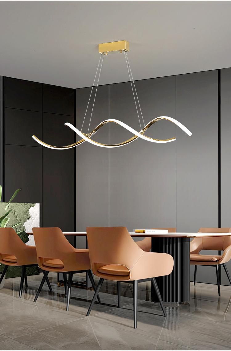 Minimalist Linear Restaurant Bar Designer Front Desk LED Hanging Ring Lamp Kitchen Pendant Light