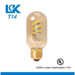 Ra90 2.5W 200lm T14 New Retro Spiral Filament LED Light Bulb