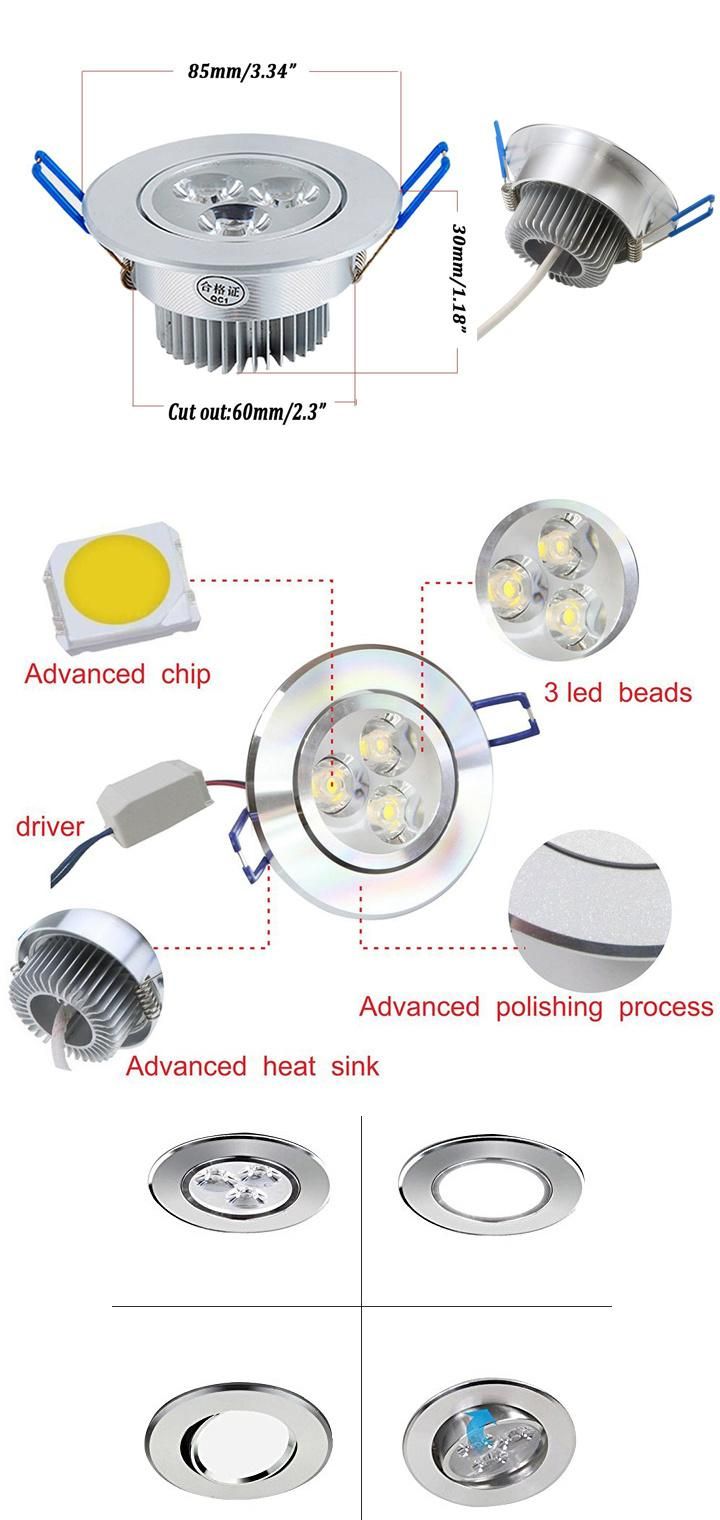 Hot Sales Dimmable Recessed 15W LED Ceiling Light