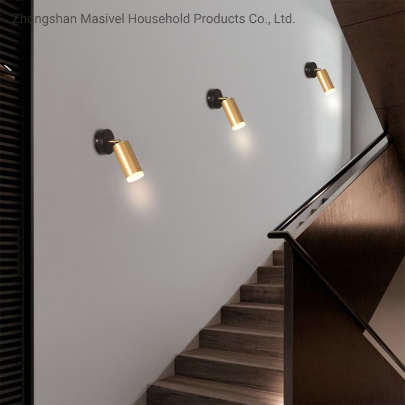 Masivel Modern Simple Hotel Gold Wall Light Nordic Style LED GU10 Corridor Wall Lamp