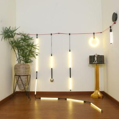 LED Indoor Designer Flexible Linear Red Color 3000K/6000K Glass Acrylic Shade Decoration Chandelier Pendant Ceiling Spot Track Lamp Light