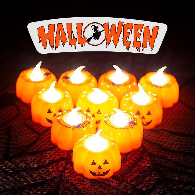 Decoration Desktop Decal Halloween Glowing Pumpkin Lantern Candle Battery Operated LED Tea Light