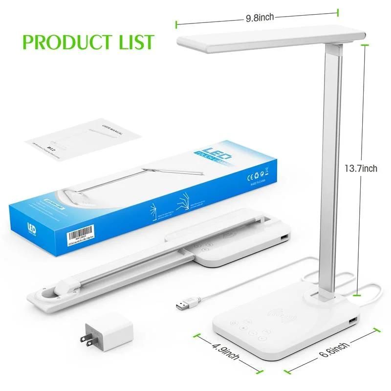 2022 LED Desk Light Wireless Charger Study Lamp USB Dimmable Reading Lamp Bedside Wireless Charging LED Table Light