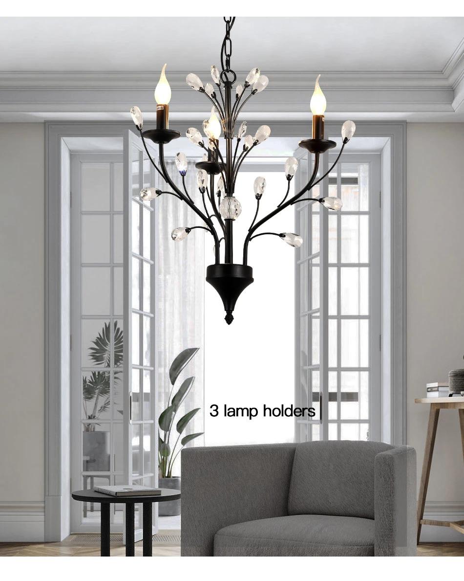 Wholesale Home Vintage Art Living Room Black Iron Lustre Type Lamp Pendant Lights Chandelier