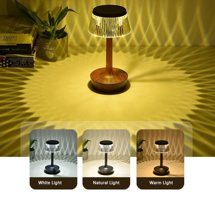 Bedside Bedroom Rechargeable Night Light ABS Battery Operated LED Crystal Gold Cordless Table Lamp Hotel Restaurant Dining Room USB Wireless Desk Table Lamps