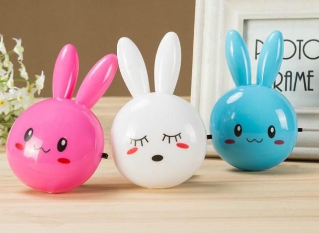 Long Ears Rabbit Night Light 4 Colors Bedroom Kids Switch Control Night Lamp