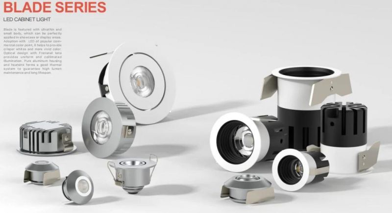 Aluminum Mini Recessed Downlight 1W LED Cabinet Lighting