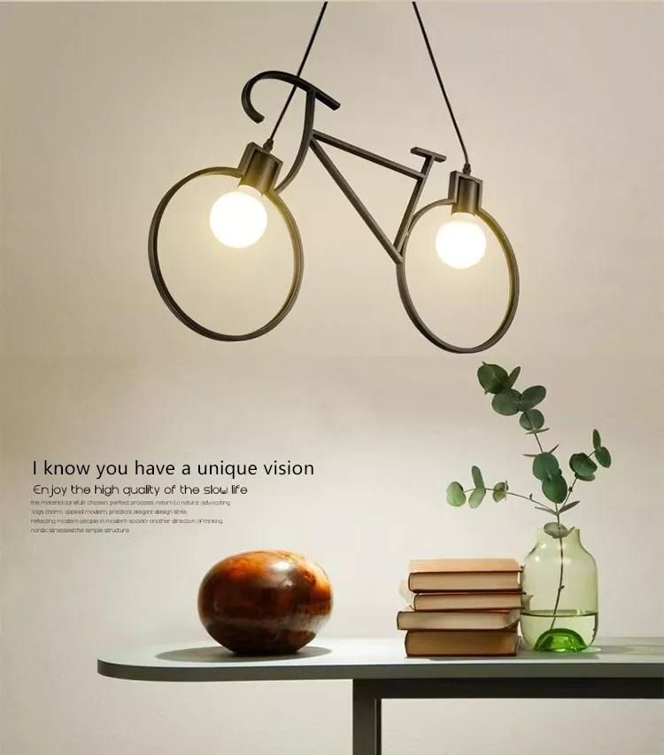 Chandelier Iron Craft Bike Pendant Lamp Restaurant Ceiling Lamp E27 Industrial Style Decorative Lighting Height Adjustable