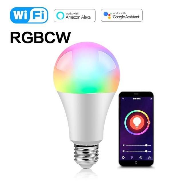 Smart Home Digital Dimmable RGBW Light WiFi+BLE LED Bulb with Alexa/Google Home Tuya Smart Life
