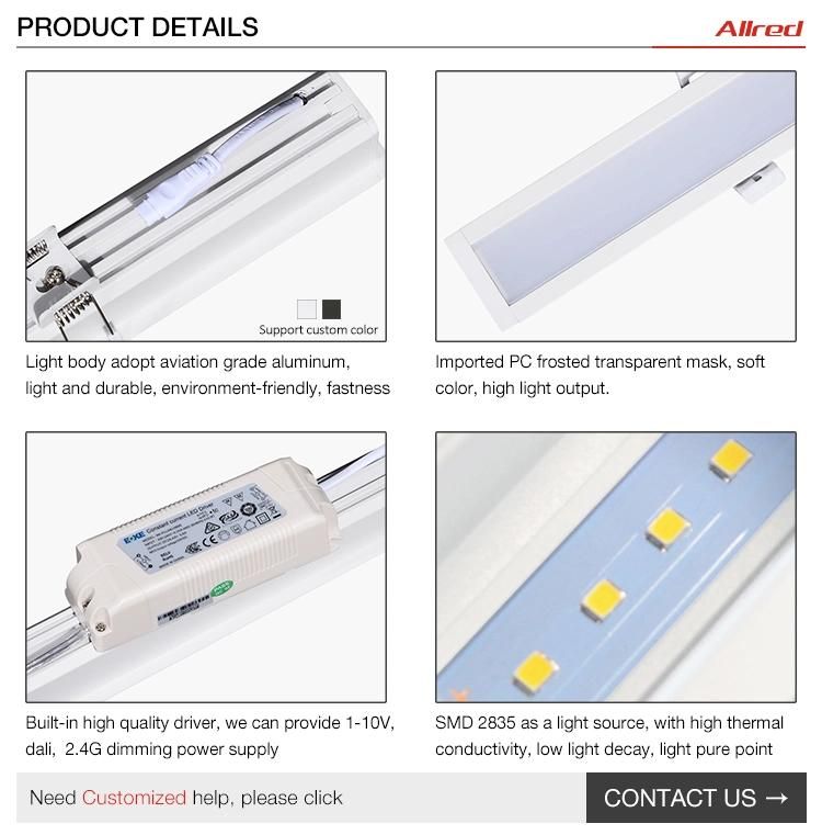 Aluminum LED Linear Light Recessed Mounting for Office