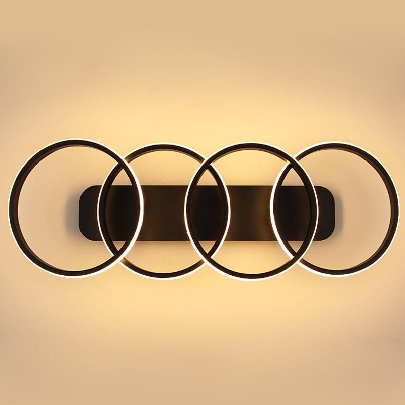 Modern Matt Black Aluminium Rings Ceiling Lamp with Energy Saving LED Lighting