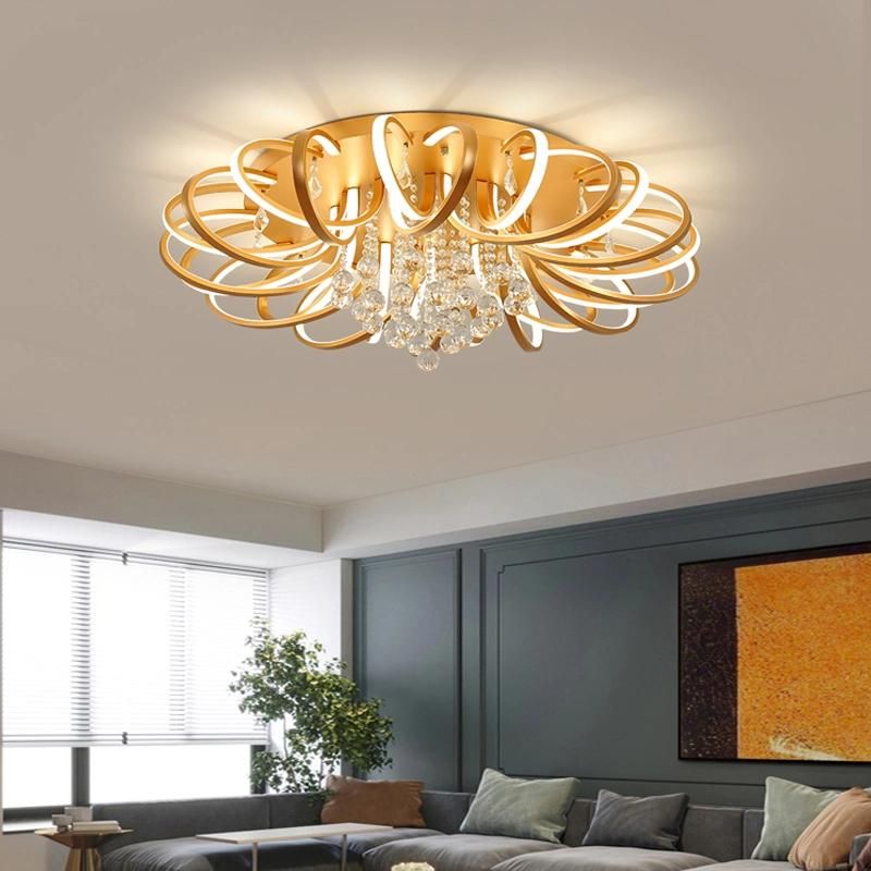 2022 Nordic Round Living Room Acrylic LED Crystal Ceiling Lamps for Bedroom