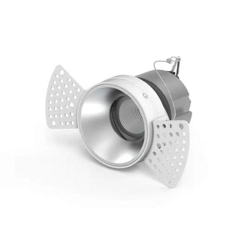 Round Shape Downlights LED COB Aluminum Recessed Trimless Downlight