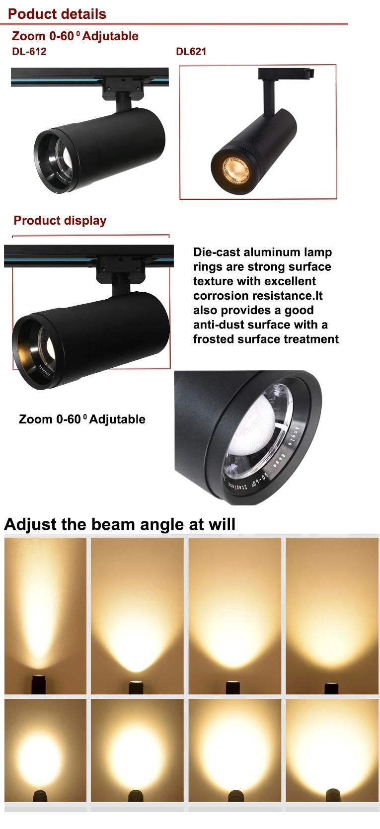 Super Bright COB Zoom 30 W Dimmable Clothing Adjustable Store Rail LED Track Lighting Kits