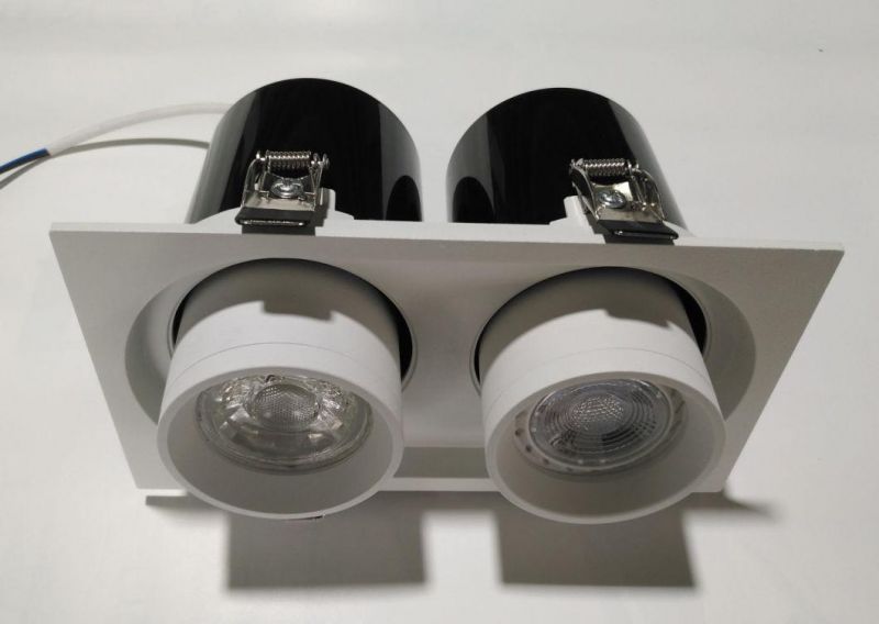 Retractable LED Lighting Fixture GU10 MR16 Double Heads Recessed Downlight Fittings