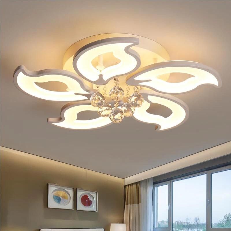 2022 Design 5 Heads Remote Control Flower Shape Acrylic LED Ceiling Lights Lamp Fixture Smart Control
